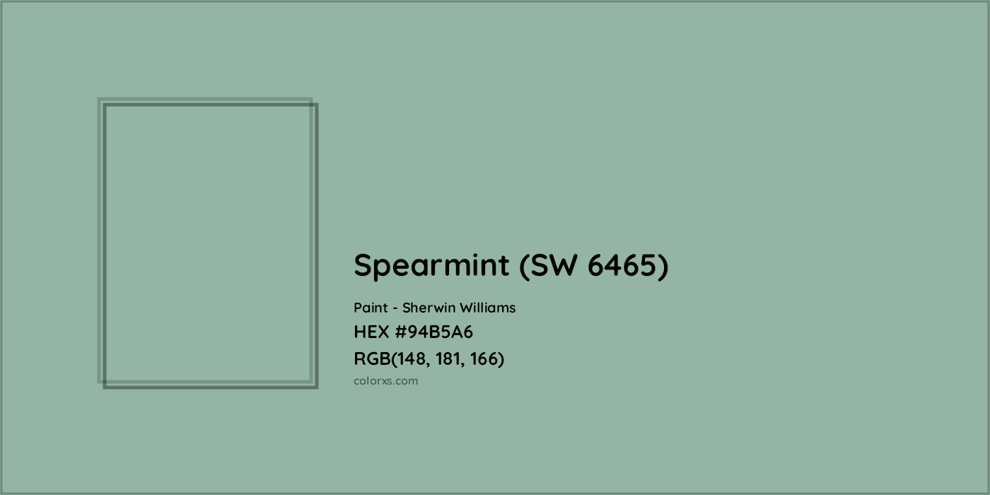 HEX #94B5A6 Spearmint (SW 6465) Paint Sherwin Williams - Color Code
