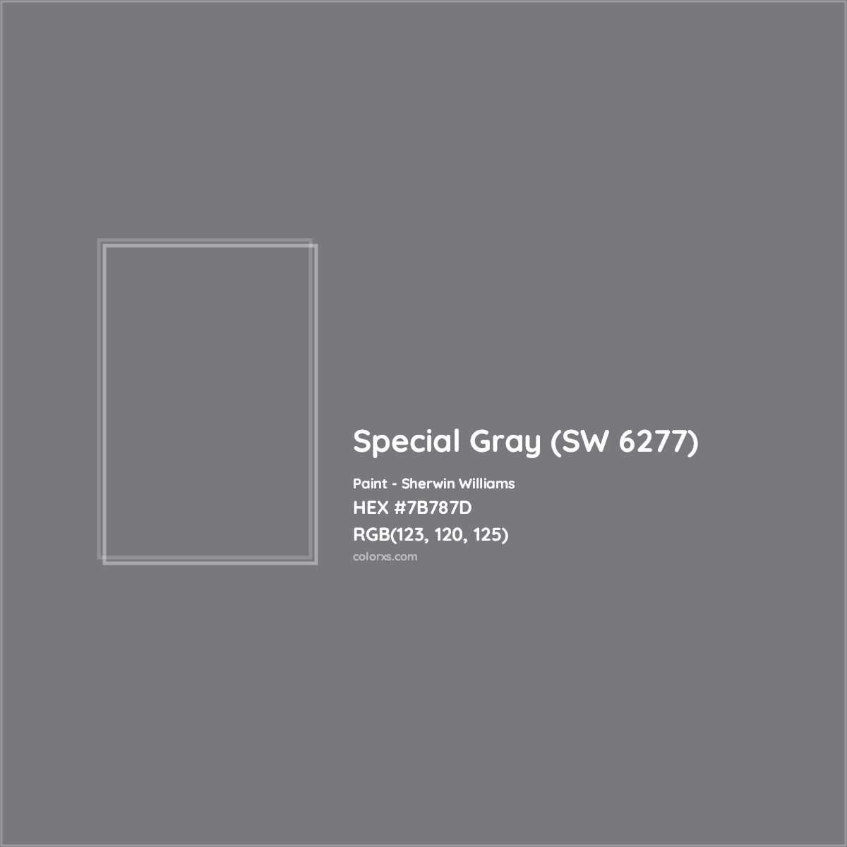 HEX #7B787D Special Gray (SW 6277) Paint Sherwin Williams - Color Code