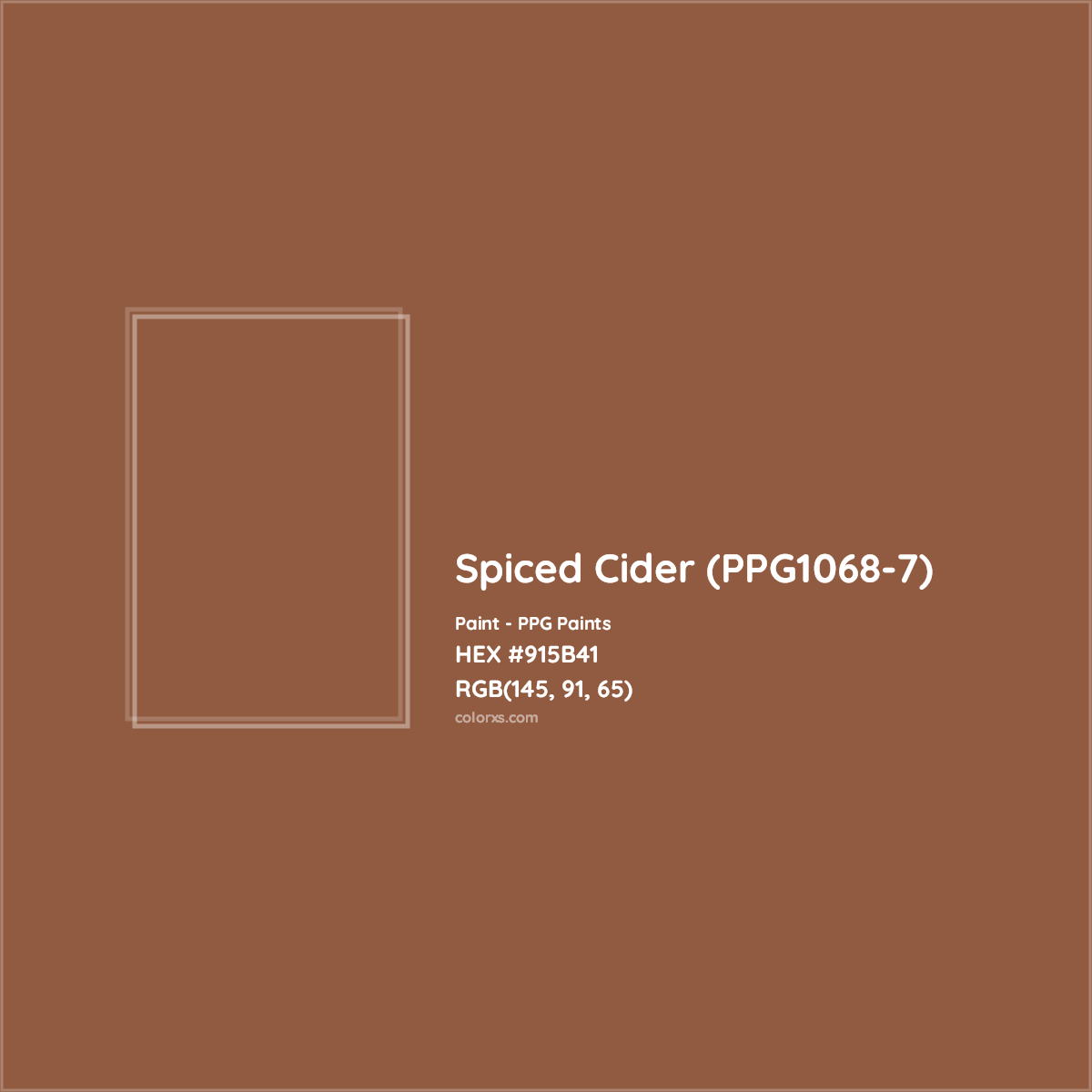 HEX #915B41 Spiced Cider (PPG1068-7) Paint PPG Paints - Color Code