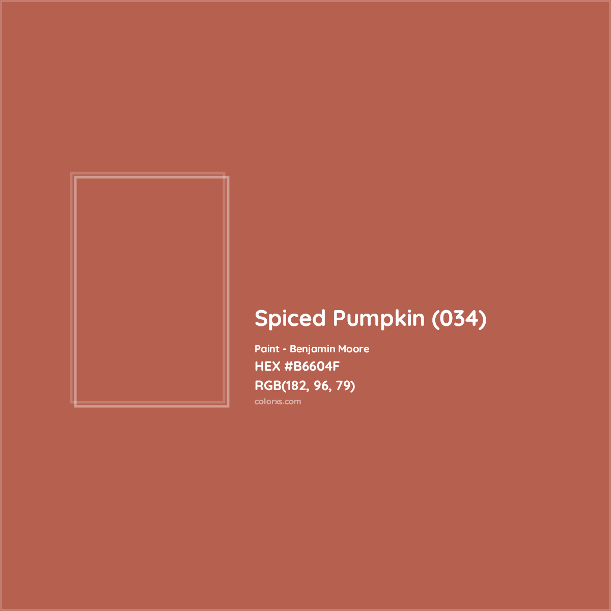 HEX #B6604F Spiced Pumpkin (034) Paint Benjamin Moore - Color Code