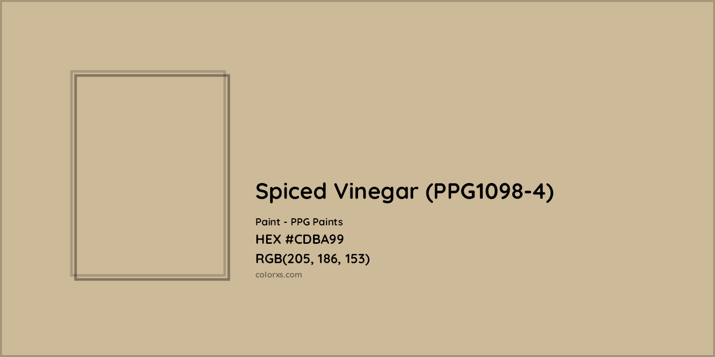 HEX #CDBA99 Spiced Vinegar (PPG1098-4) Paint PPG Paints - Color Code