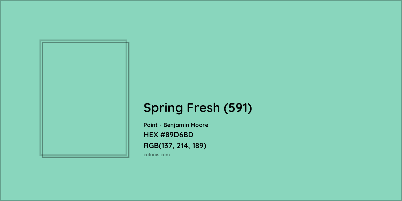 HEX #89D6BD Spring Fresh (591) Paint Benjamin Moore - Color Code