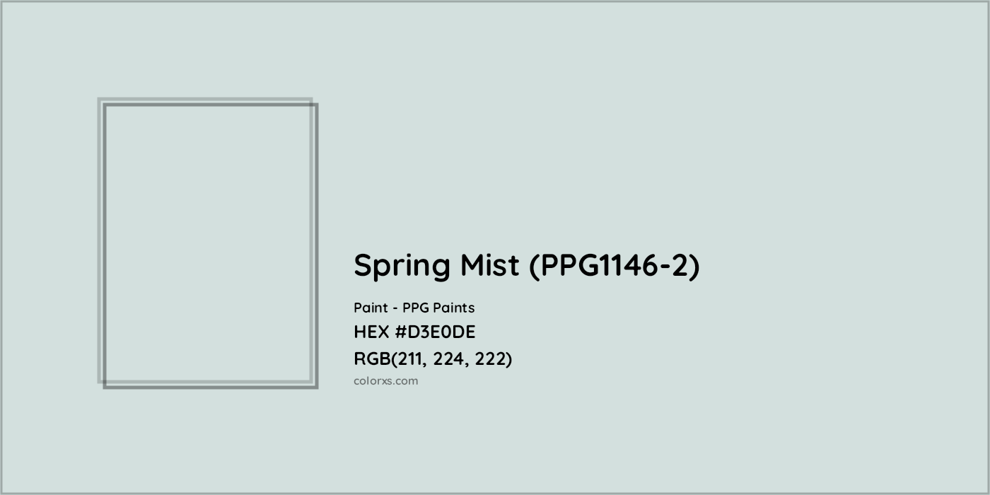 HEX #D3E0DE Spring Mist (PPG1146-2) Paint PPG Paints - Color Code