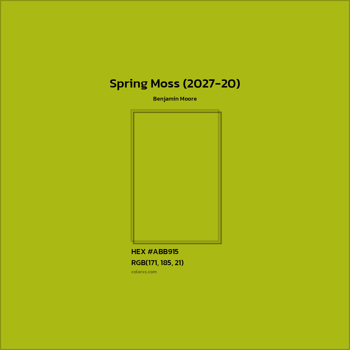 HEX #ABB915 Spring Moss (2027-20) Paint Benjamin Moore - Color Code