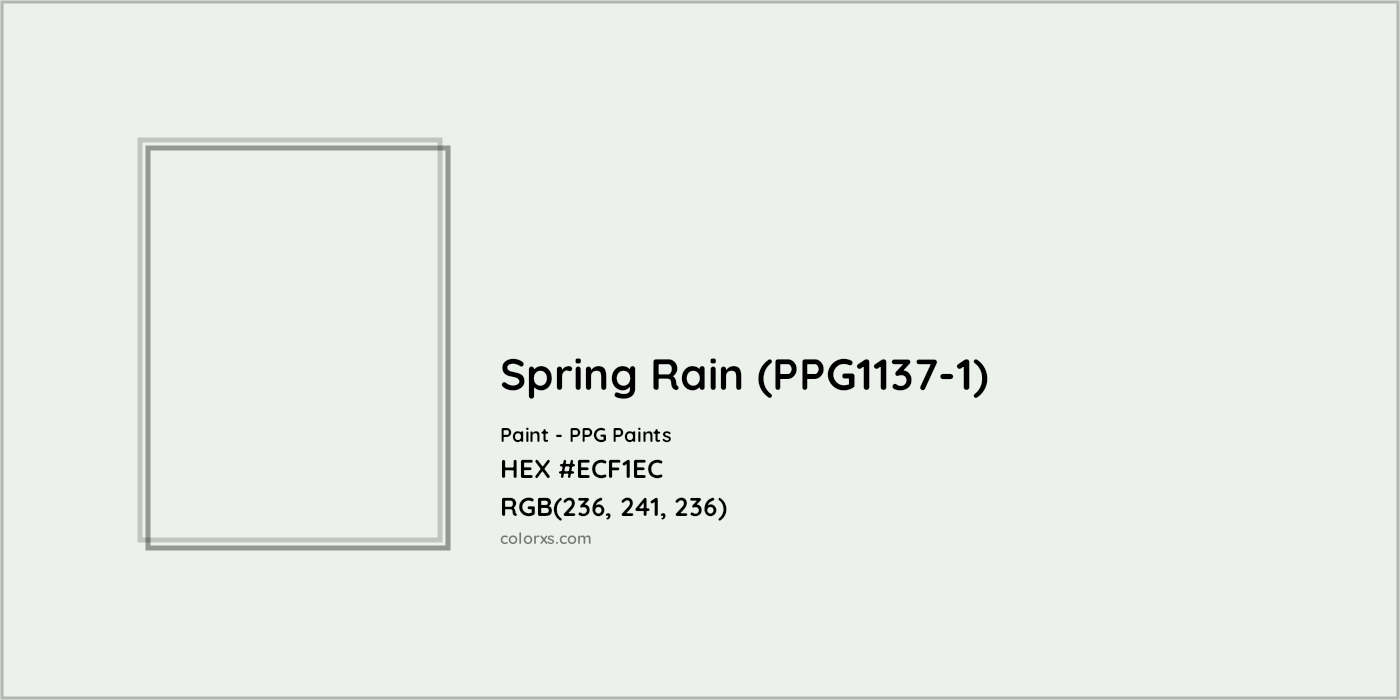 HEX #ECF1EC Spring Rain (PPG1137-1) Paint PPG Paints - Color Code