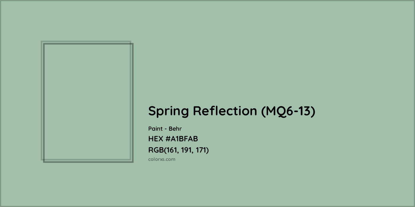 HEX #A1BFAB Spring Reflection (MQ6-13) Paint Behr - Color Code