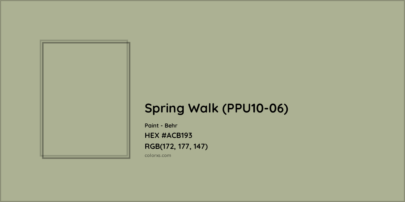 HEX #ACB193 Spring Walk (PPU10-06) Paint Behr - Color Code