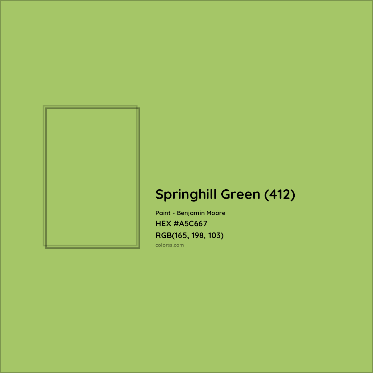 HEX #A5C667 Springhill Green (412) Paint Benjamin Moore - Color Code