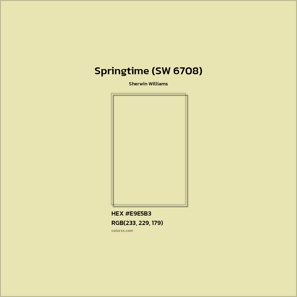 HEX #E9E5B3 Springtime (SW 6708) Paint Sherwin Williams - Color Code HEX #E9E5B3 Springtime (SW 6708) Paint Sherwin Williams - Color Code