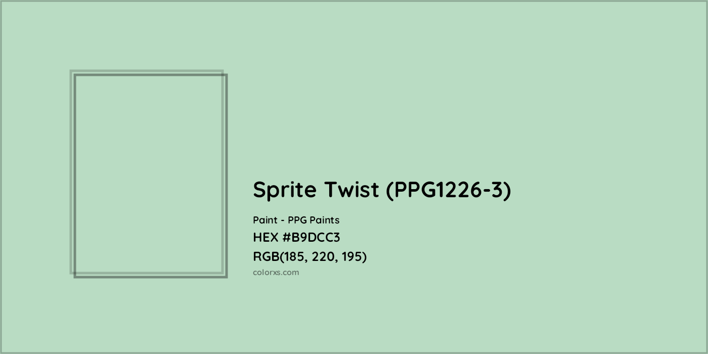 HEX #B9DCC3 Sprite Twist (PPG1226-3) Paint PPG Paints - Color Code