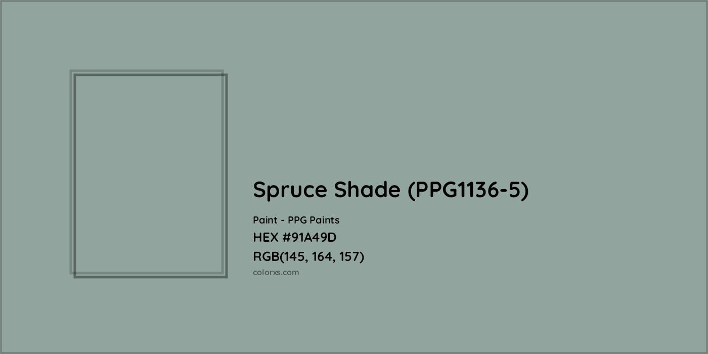 HEX #91A49D Spruce Shade (PPG1136-5) Paint PPG Paints - Color Code