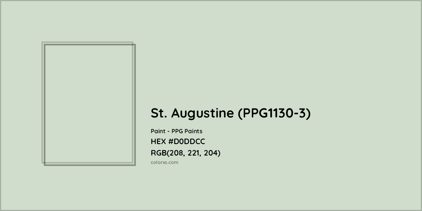 HEX #D0DDCC St. Augustine (PPG1130-3) Paint PPG Paints - Color Code