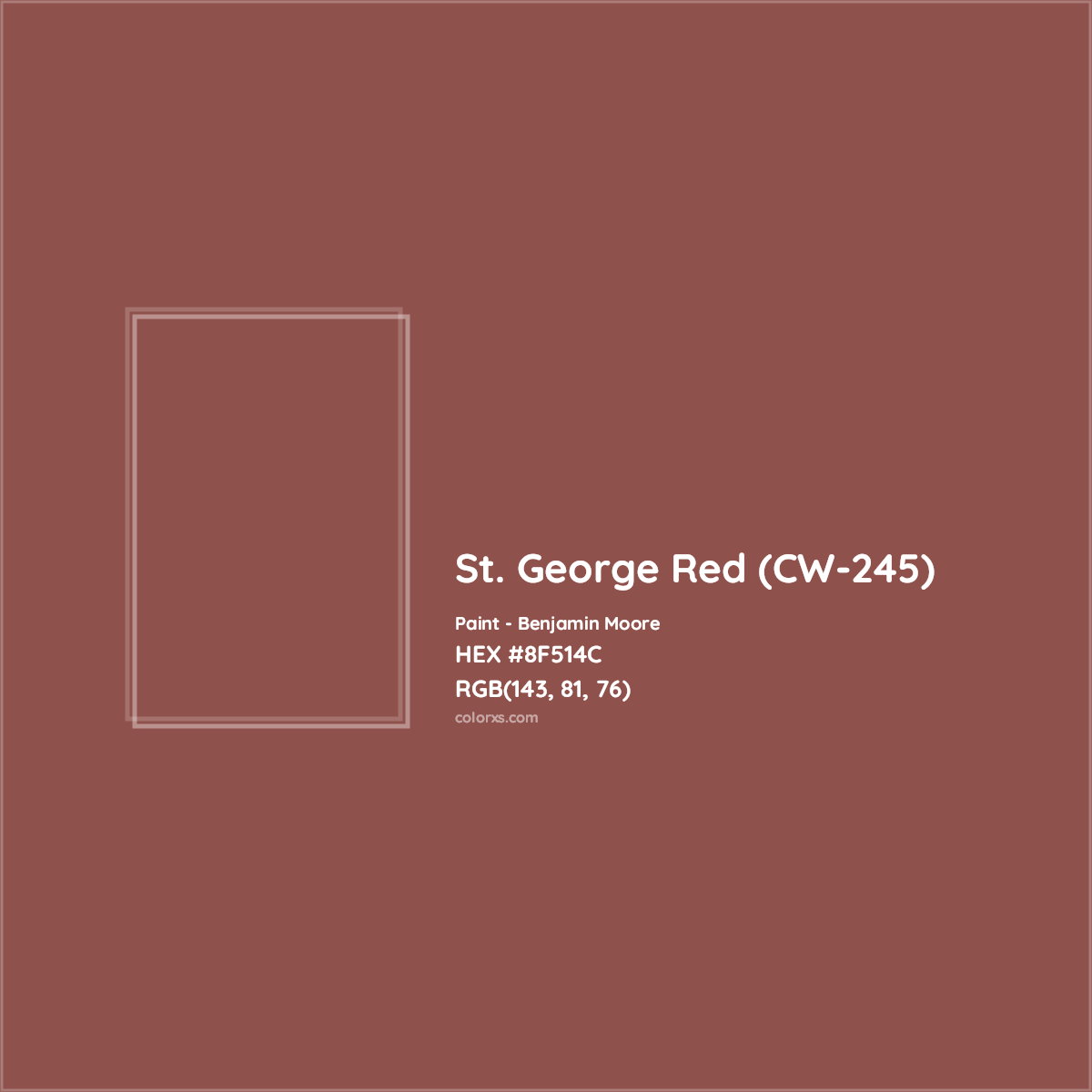 HEX #8F514C St. George Red (CW-245) Paint Benjamin Moore - Color Code