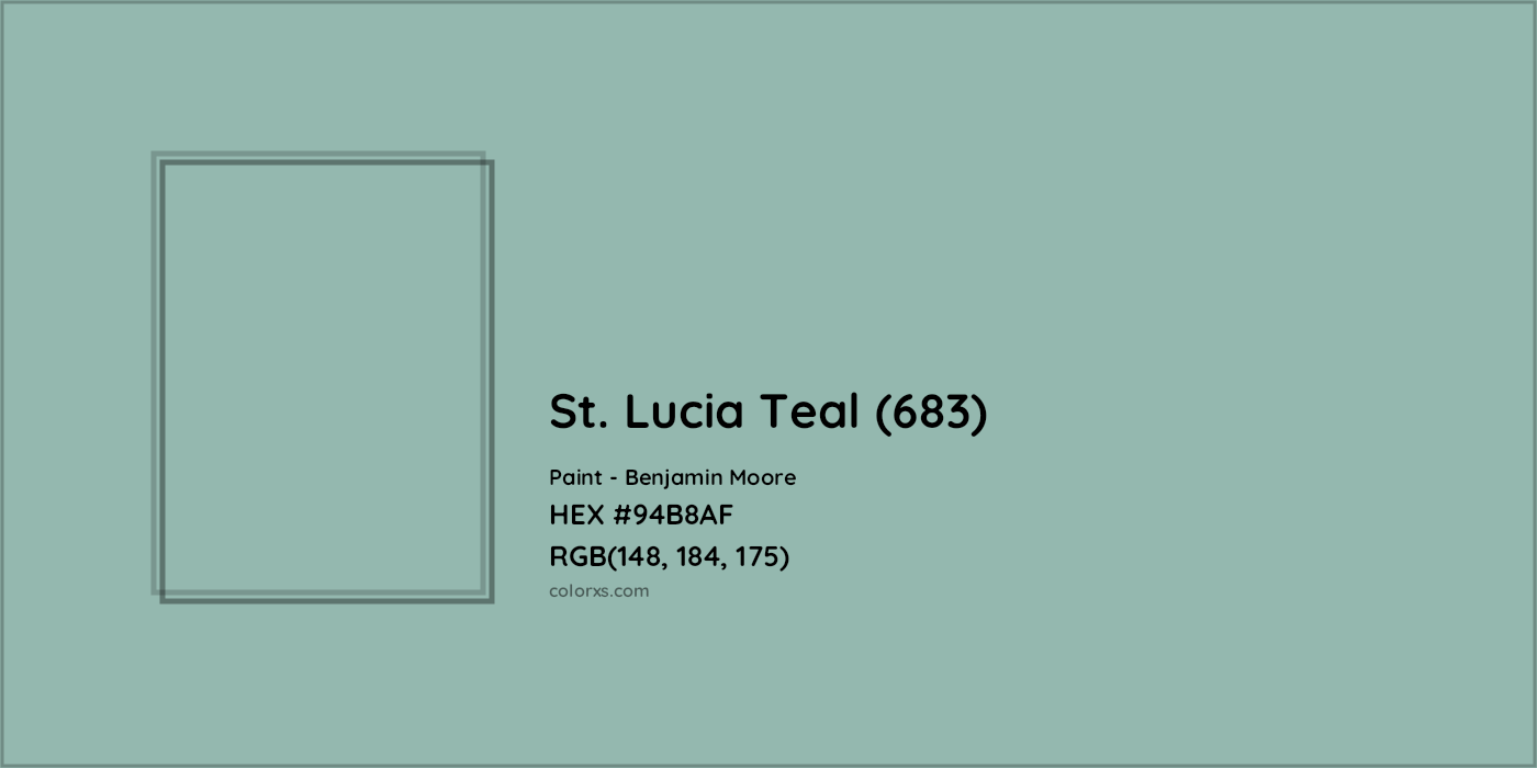 HEX #94B8AF St. Lucia Teal (683) Paint Benjamin Moore - Color Code