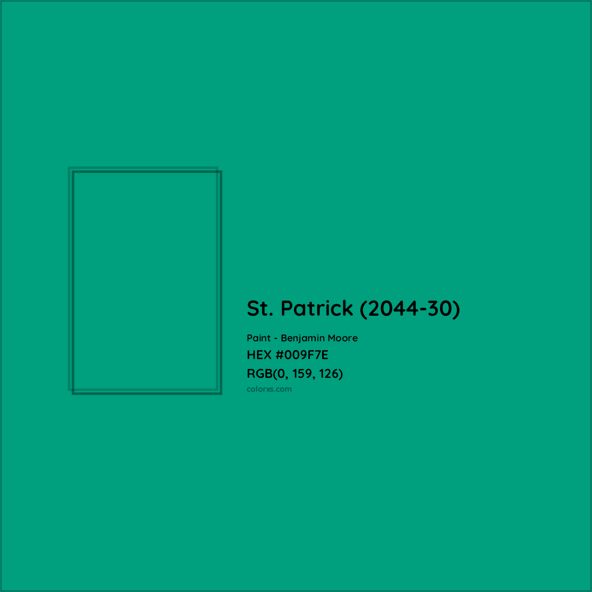 HEX #009F7E St. Patrick (2044-30) Paint Benjamin Moore - Color Code