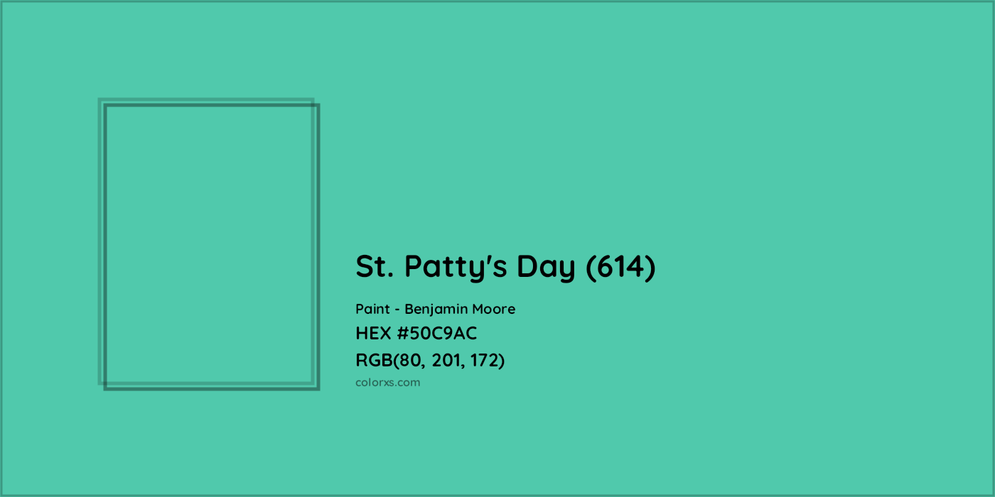HEX #50C9AC St. Patty's Day (614) Paint Benjamin Moore - Color Code