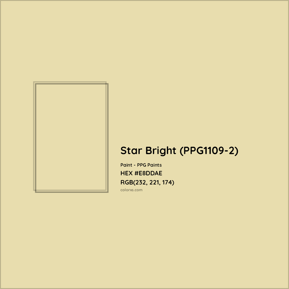 HEX #E8DDAE Star Bright (PPG1109-2) Paint PPG Paints - Color Code