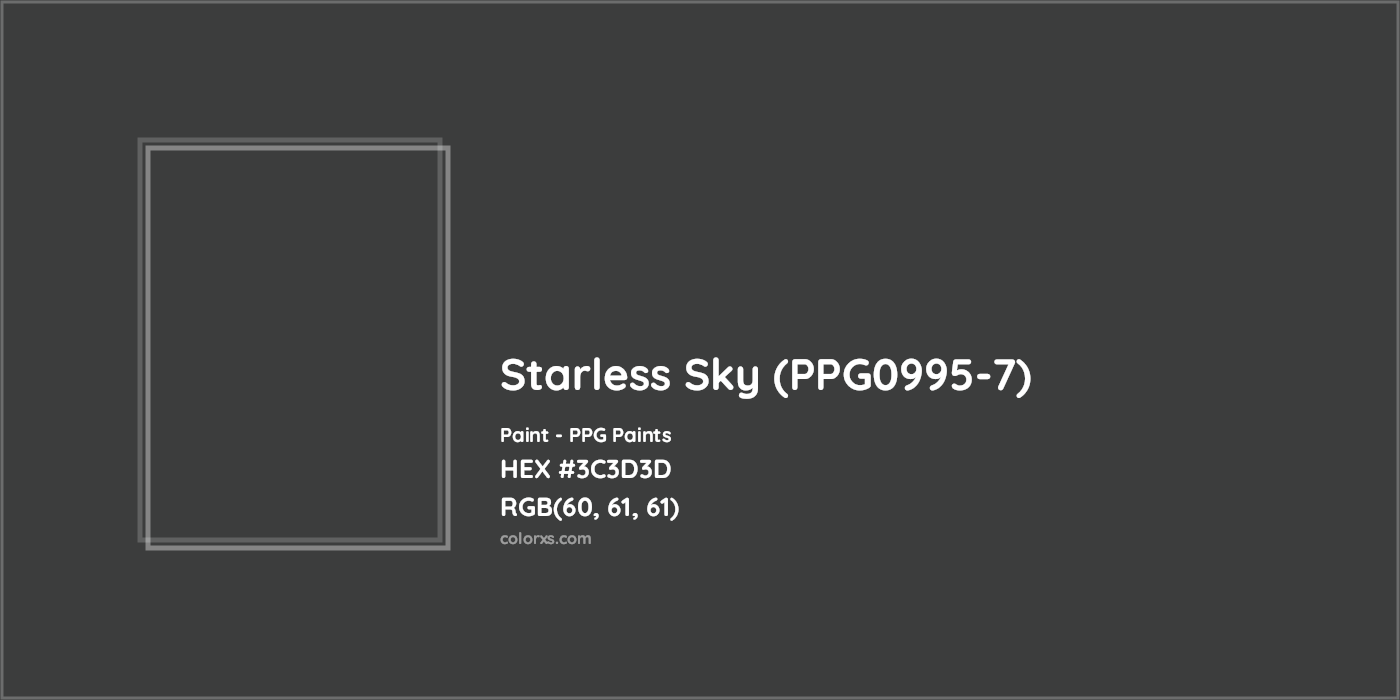 HEX #3C3D3D Starless Sky (PPG0995-7) Paint PPG Paints - Color Code