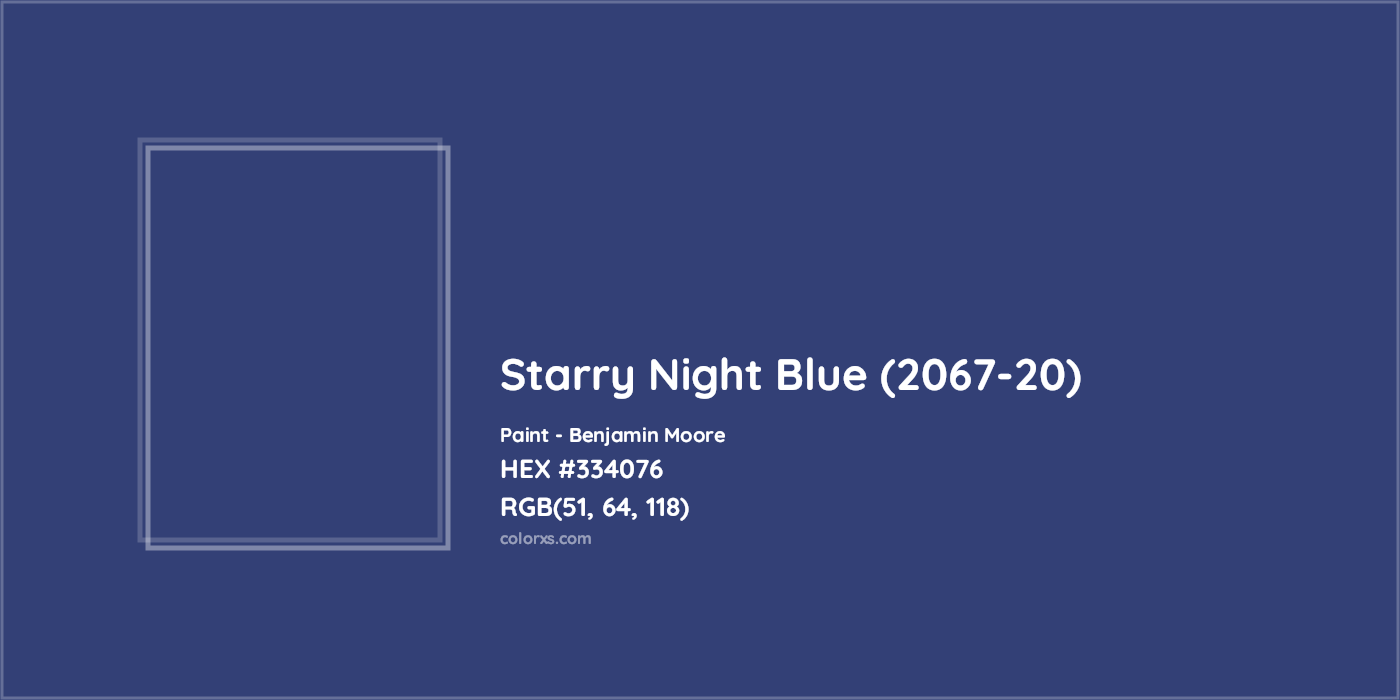 HEX #334076 Starry Night Blue (2067-20) Paint Benjamin Moore - Color Code