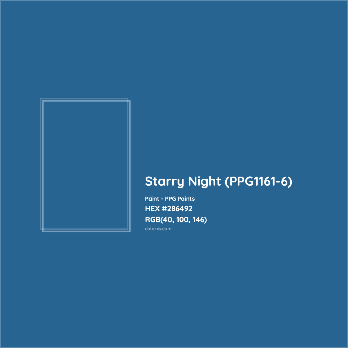 HEX #286492 Starry Night (PPG1161-6) Paint PPG Paints - Color Code