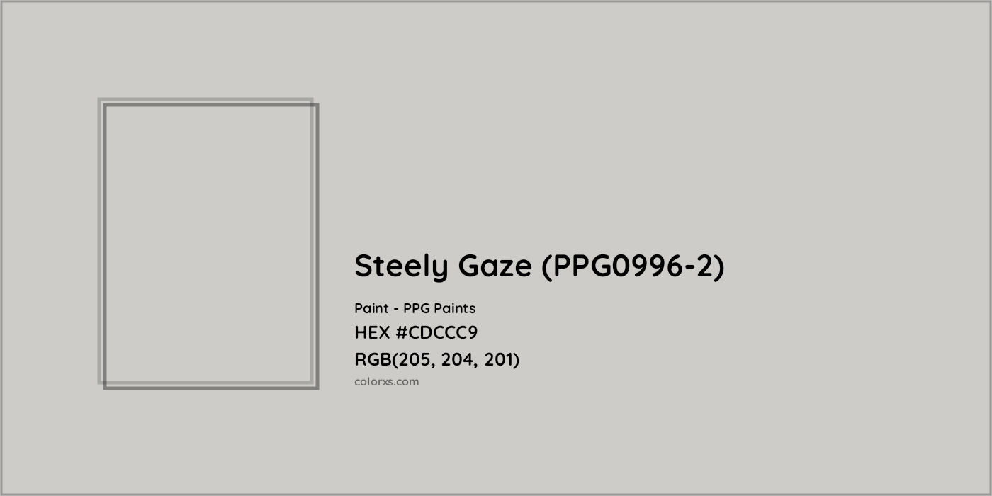 HEX #CDCCC9 Steely Gaze (PPG0996-2) Paint PPG Paints - Color Code