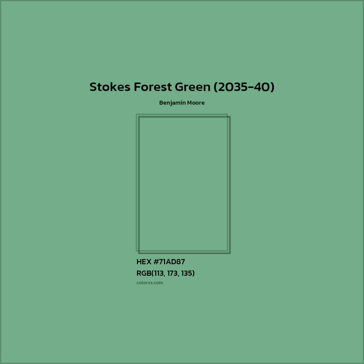 HEX #71AD87 Stokes Forest Green (2035-40) Paint Benjamin Moore - Color Code