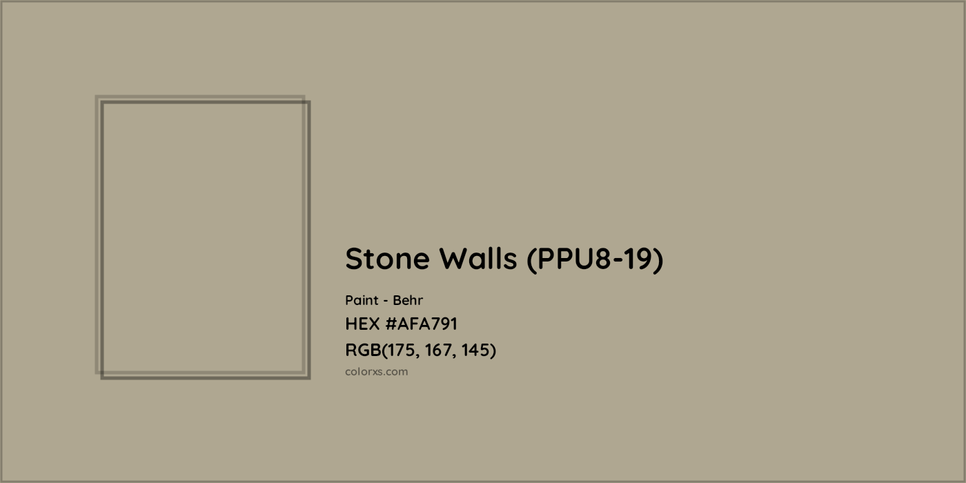 HEX #AFA791 Stone Walls (PPU8-19) Paint Behr - Color Code