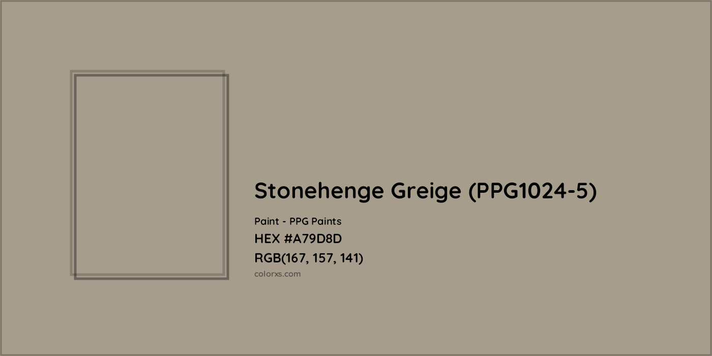 HEX #A79D8D Stonehenge Greige (PPG1024-5) Paint PPG Paints - Color Code