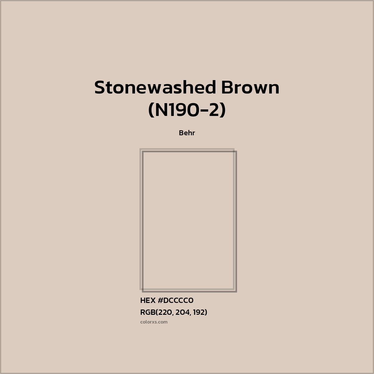 HEX #DCCCC0 Stonewashed Brown (N190-2) Paint Behr - Color Code