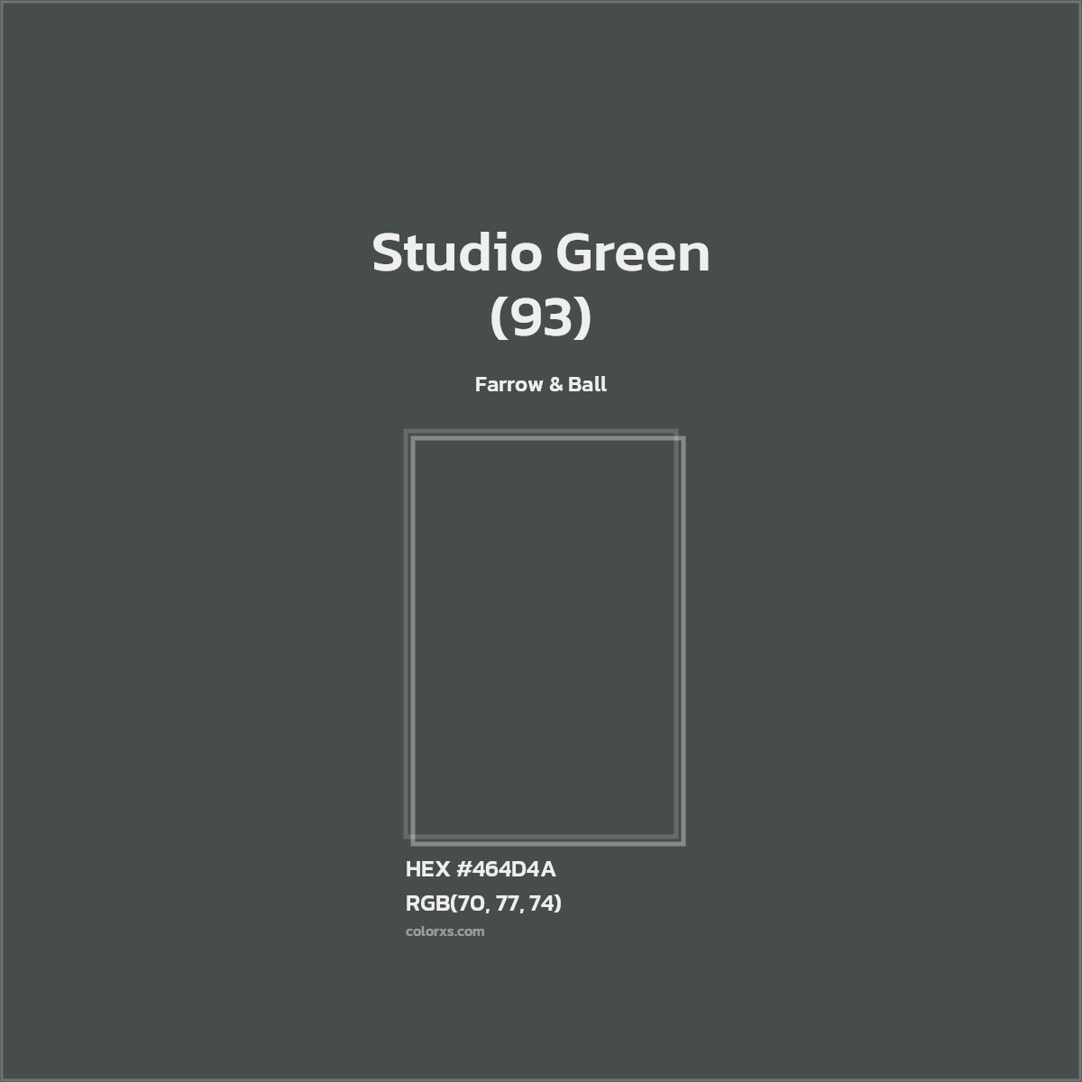 HEX #464D4A Studio Green (93) Paint Farrow & Ball - Color Code