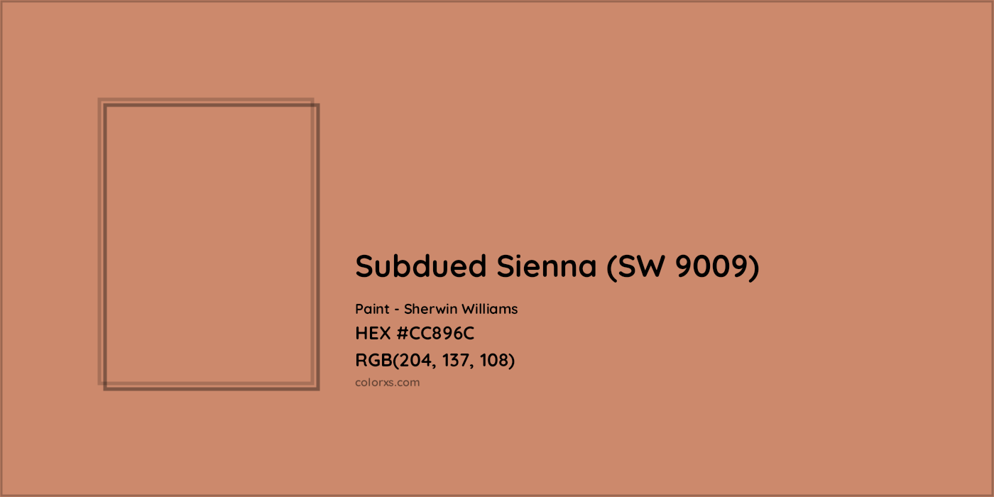 HEX #CC896C Subdued Sienna (SW 9009) Paint Sherwin Williams - Color Code