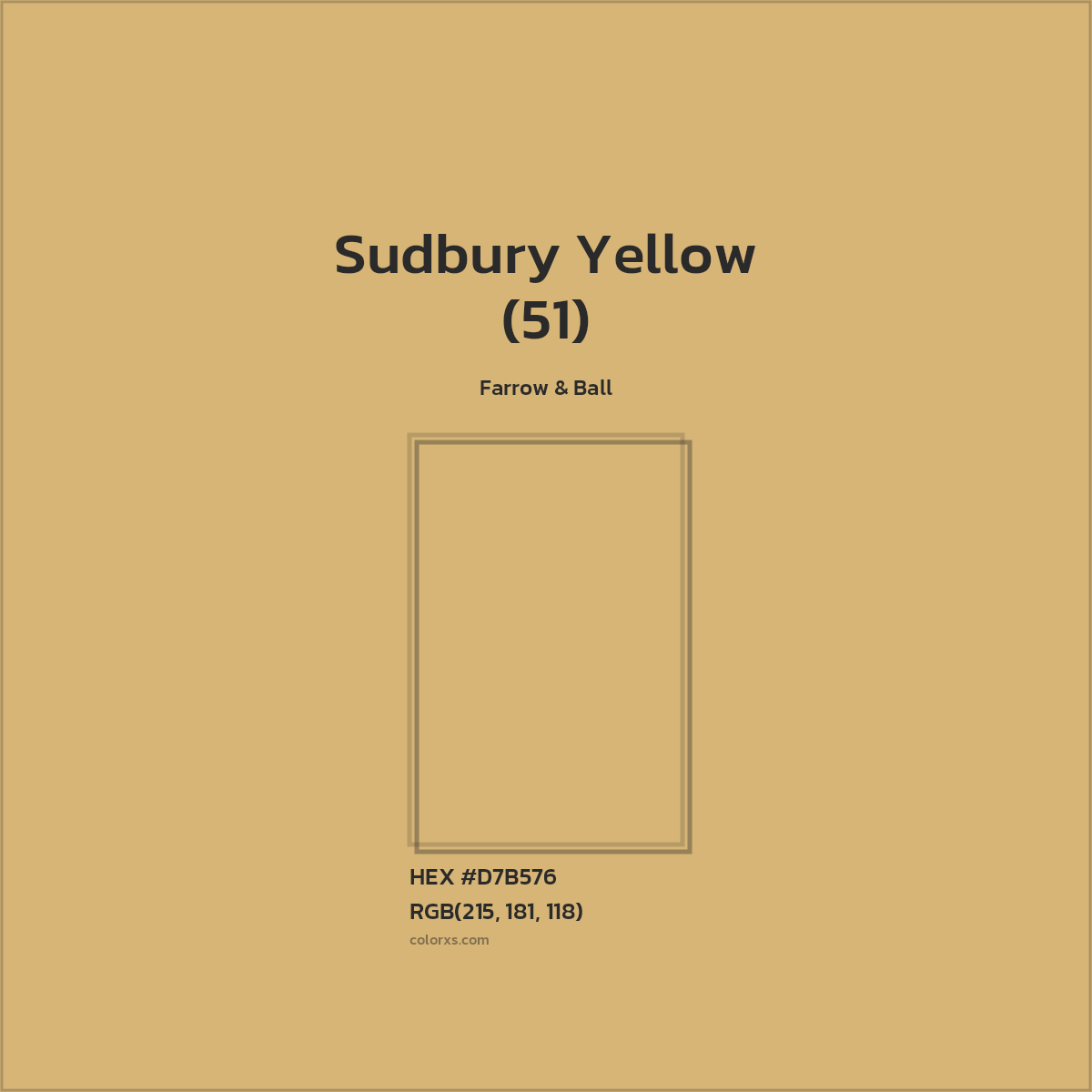 HEX #D7B576 Sudbury Yellow (51) Paint Farrow & Ball - Color Code