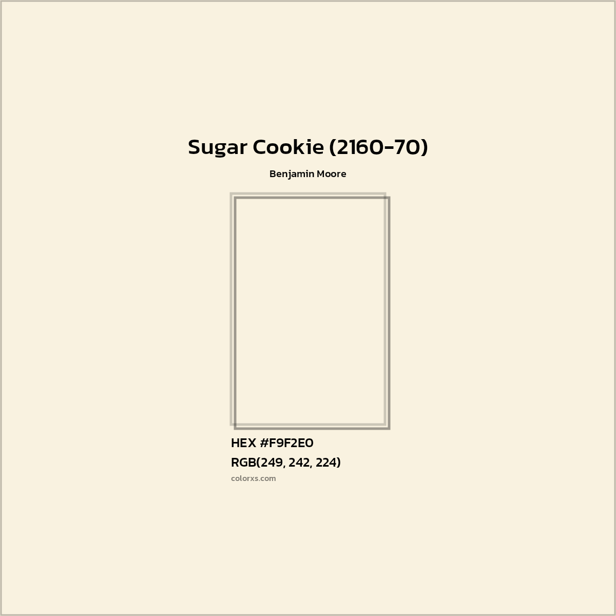 HEX #F9F2E0 Sugar Cookie (2160-70) Paint Benjamin Moore - Color Code