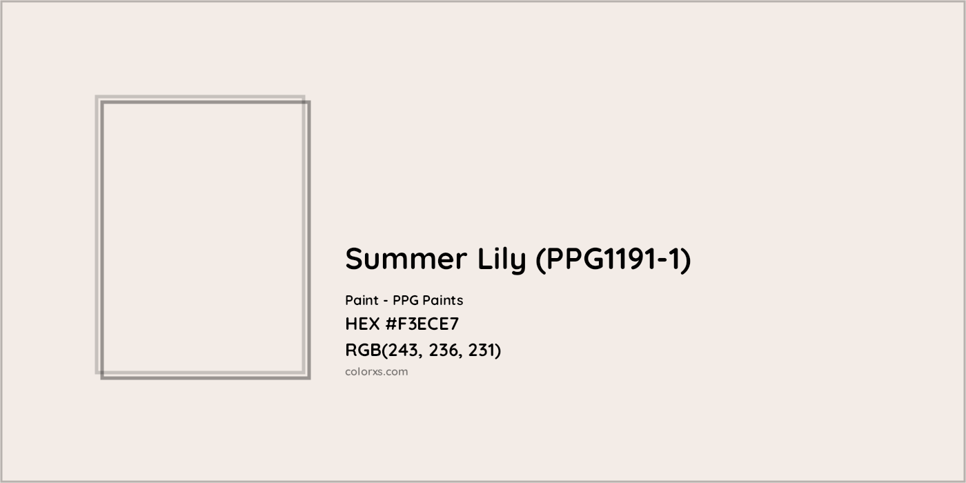 HEX #F3ECE7 Summer Lily (PPG1191-1) Paint PPG Paints - Color Code