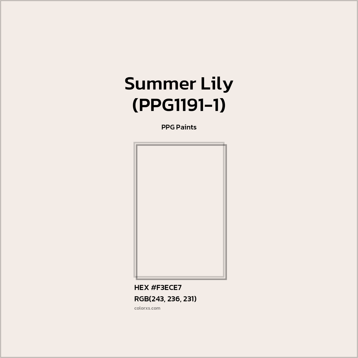 HEX #F3ECE7 Summer Lily (PPG1191-1) Paint PPG Paints - Color Code