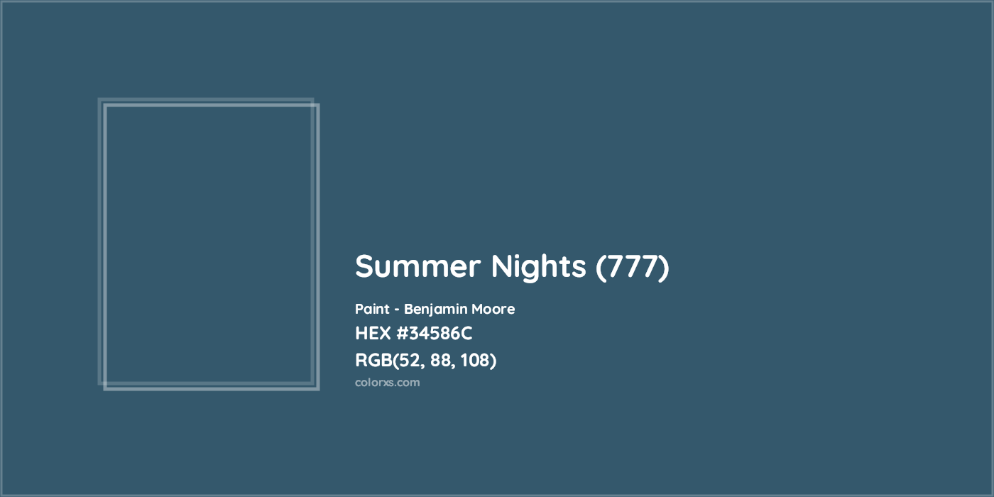 HEX #34586C Summer Nights (777) Paint Benjamin Moore - Color Code