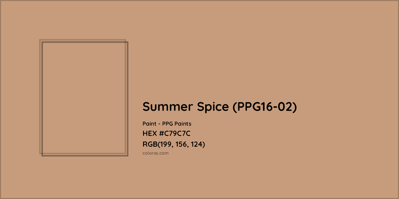 HEX #C79C7C Summer Spice (PPG16-02) Paint PPG Paints - Color Code