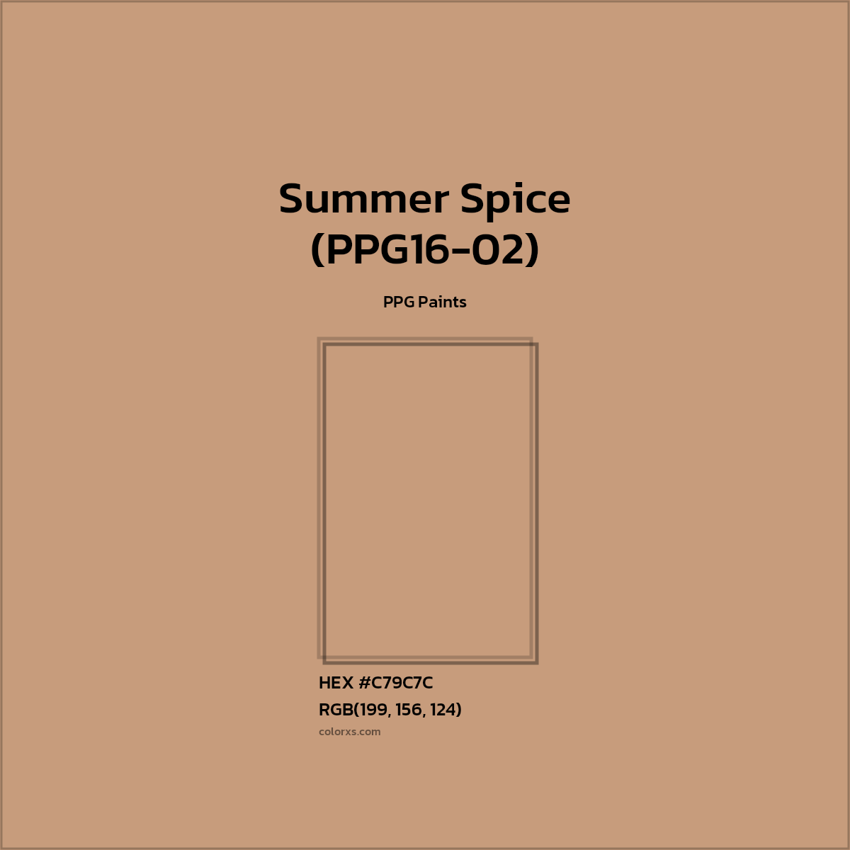 HEX #C79C7C Summer Spice (PPG16-02) Paint PPG Paints - Color Code