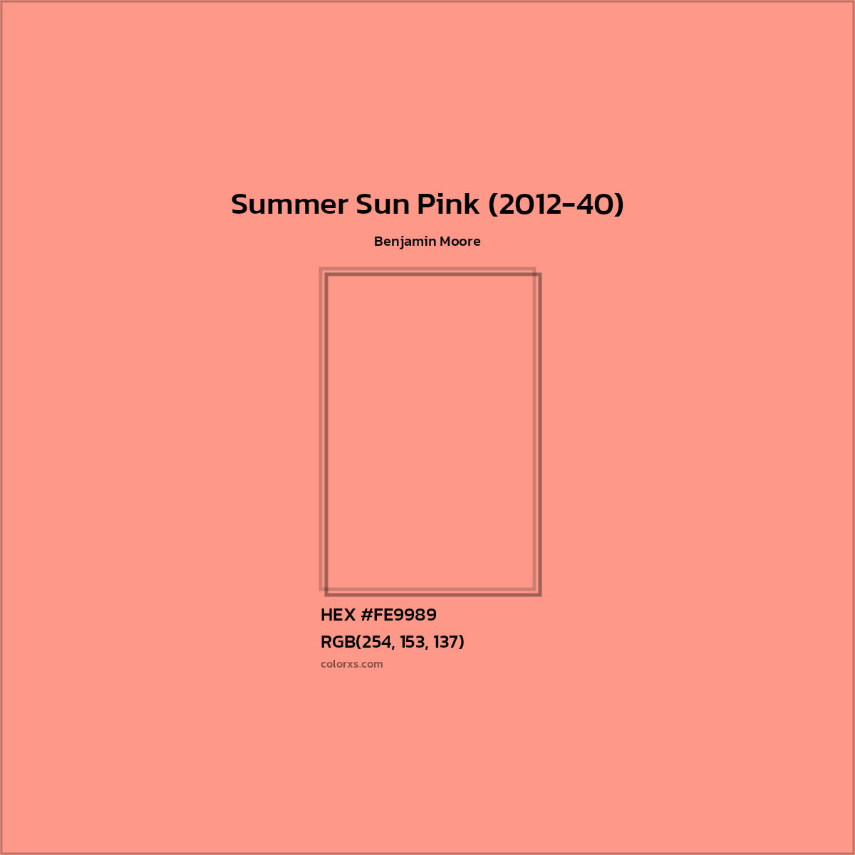 HEX #FE9989 Summer Sun Pink (2012-40) Paint Benjamin Moore - Color Code