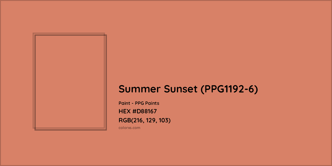 HEX #D88167 Summer Sunset (PPG1192-6) Paint PPG Paints - Color Code