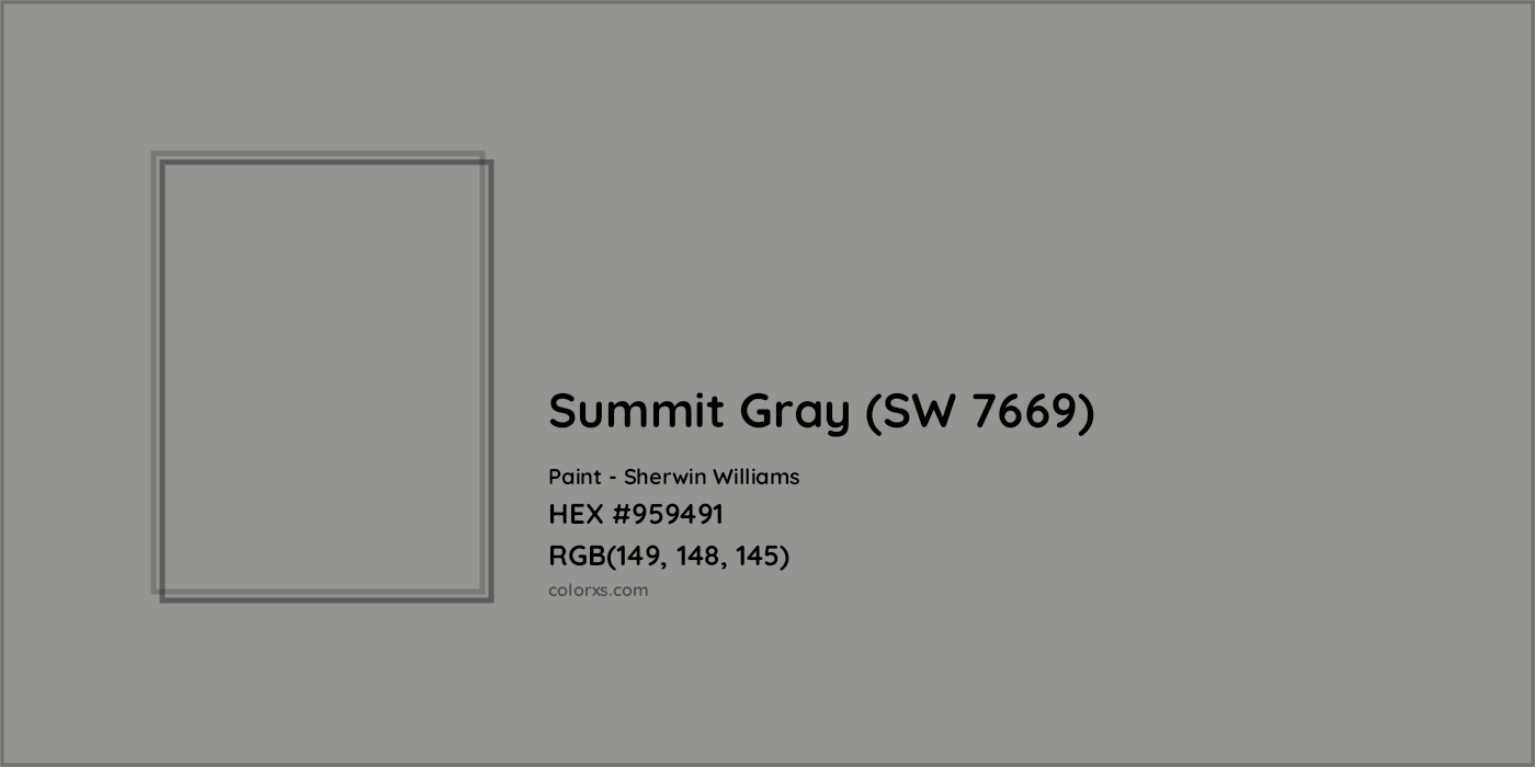 HEX #959491 Summit Gray (SW 7669) Paint Sherwin Williams - Color Code