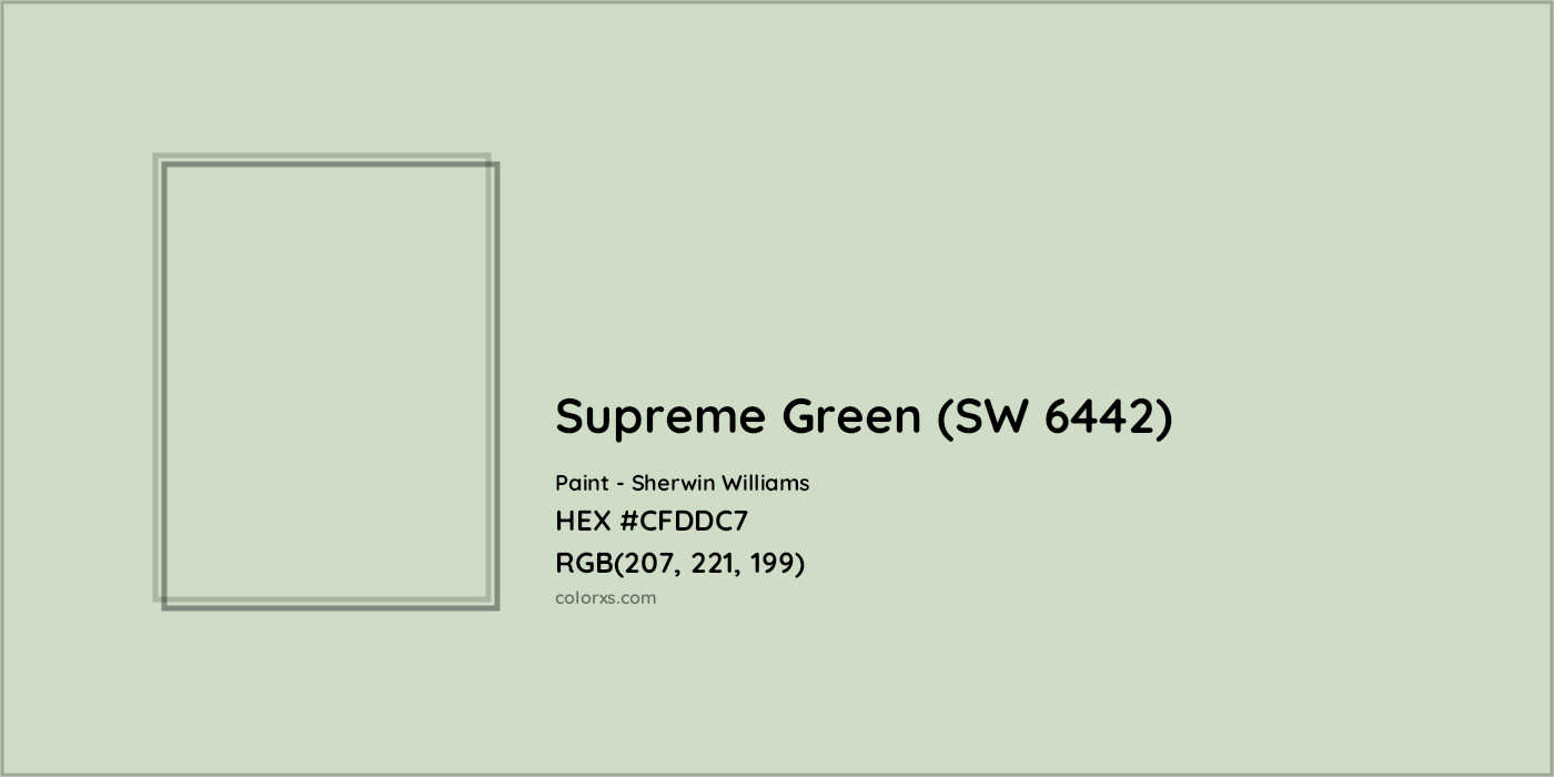 HEX #CFDDC7 Supreme Green (SW 6442) Paint Sherwin Williams - Color Code