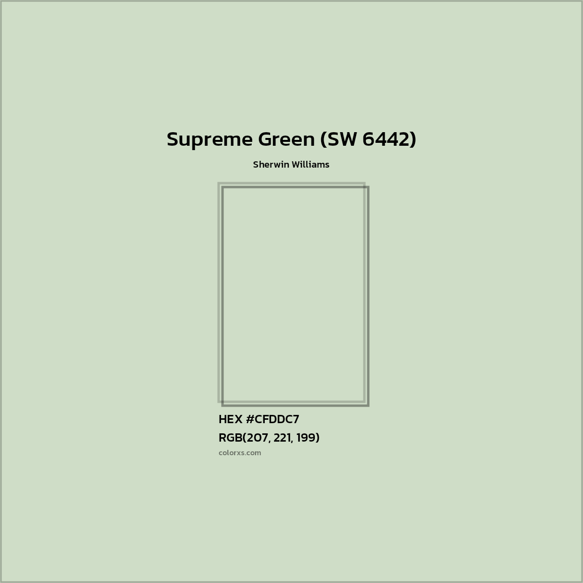 HEX #CFDDC7 Supreme Green (SW 6442) Paint Sherwin Williams - Color Code