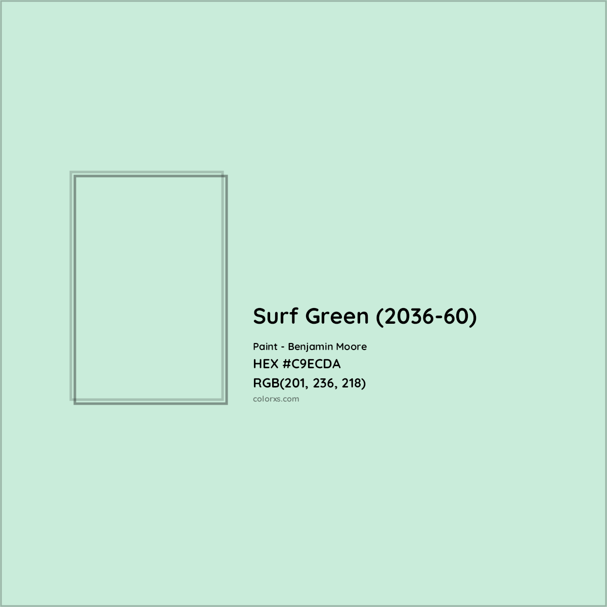 HEX #C9ECDA Surf Green (2036-60) Paint Benjamin Moore - Color Code