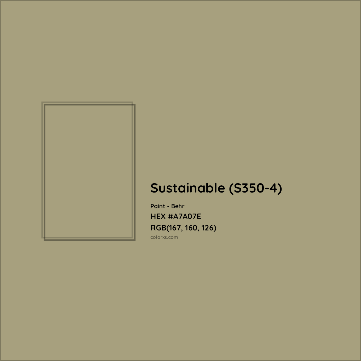 HEX #A7A07E Sustainable (S350-4) Paint Behr - Color Code