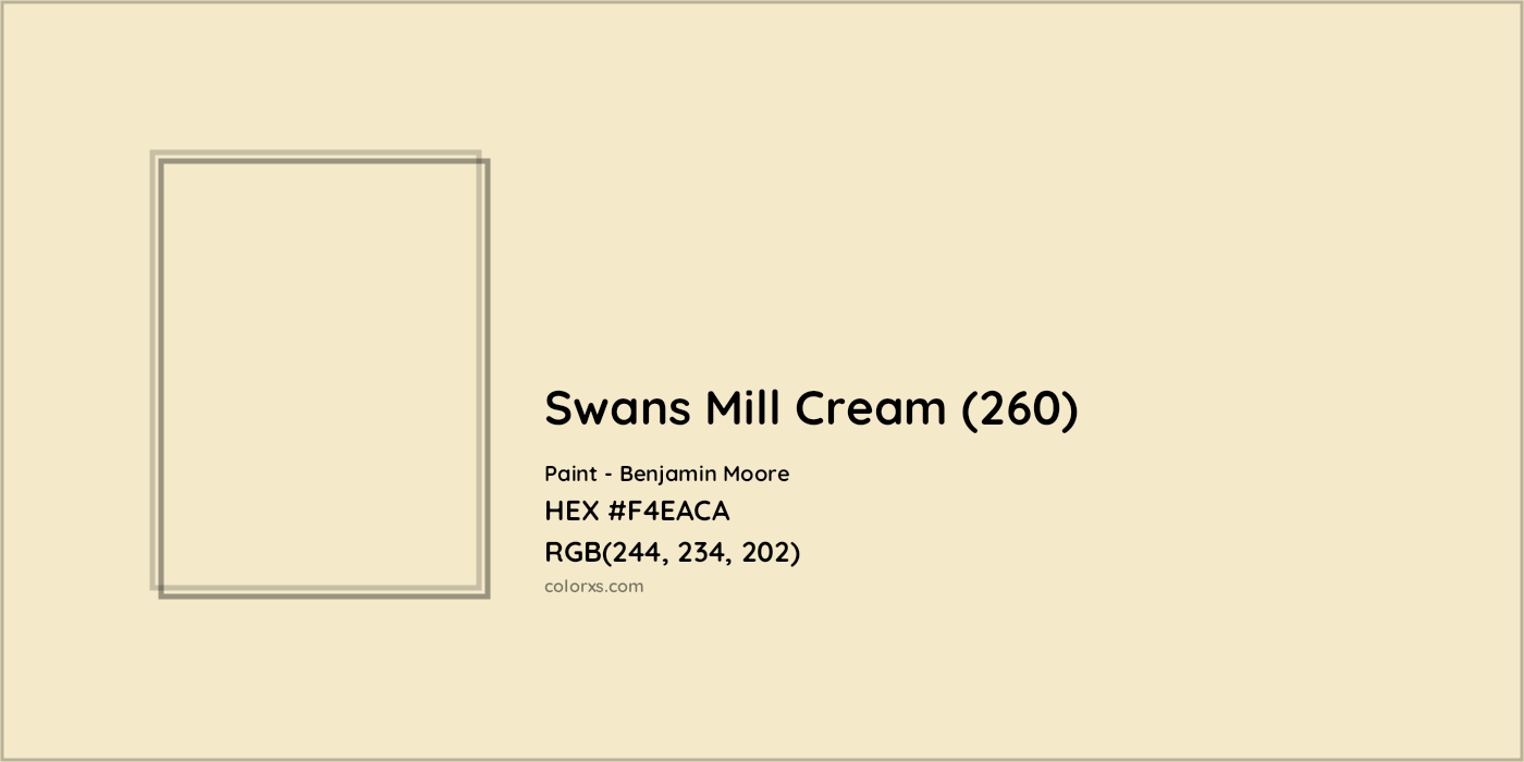 HEX #F4EACA Swans Mill Cream (260) Paint Benjamin Moore - Color Code