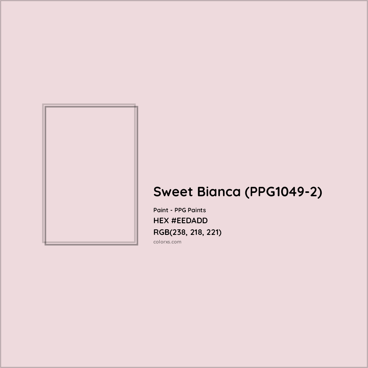 HEX #EEDADD Sweet Bianca (PPG1049-2) Paint PPG Paints - Color Code