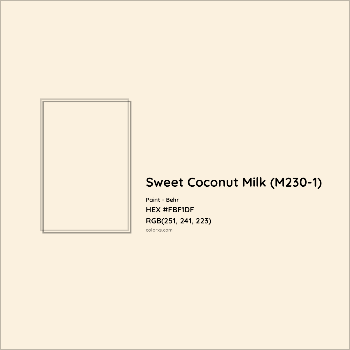 HEX #FBF1DF Sweet Coconut Milk (M230-1) Paint Behr - Color Code