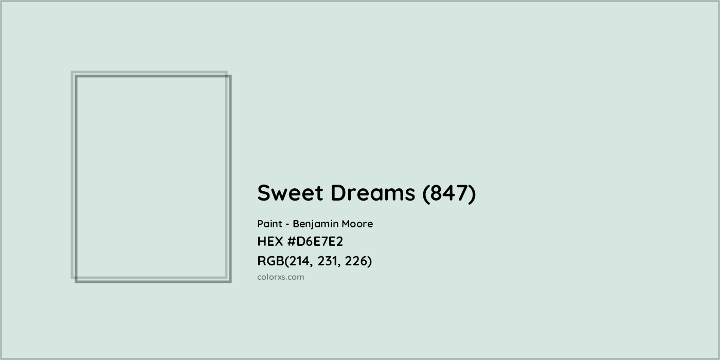 HEX #D6E7E2 Sweet Dreams (847) Paint Benjamin Moore - Color Code