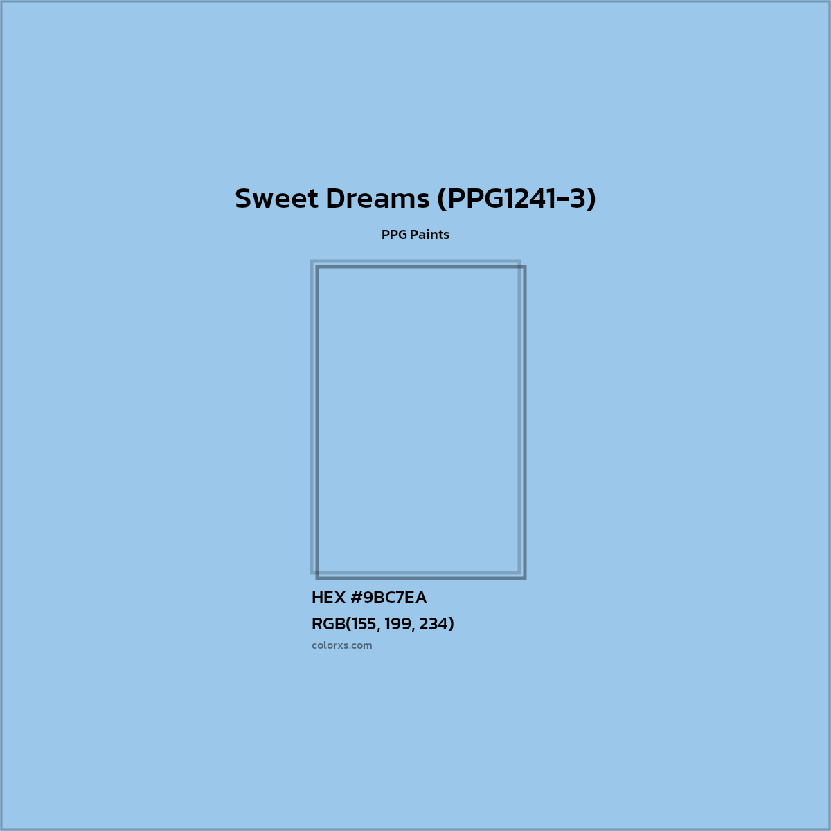 HEX #9BC7EA Sweet Dreams (PPG1241-3) Paint PPG Paints - Color Code